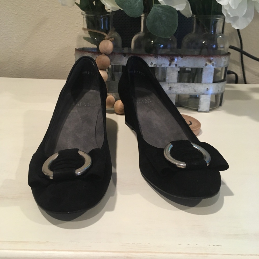 Stuart Weitzman black suede wedges